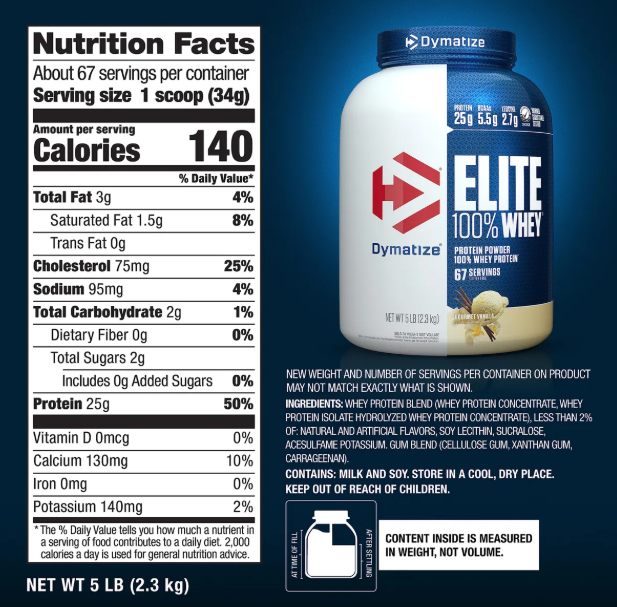 Dymatize Elite 100% Whey – 5 LB (2.3 kg)