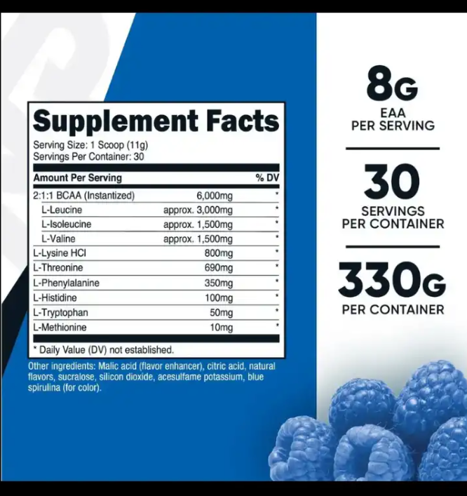 Nutricost EAA – Aminoácidos Esenciales Blue Raspberry