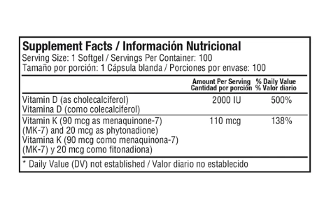 Vitamina D3 + K2 – Healthy | Fortalece huesos, corazón y defensas