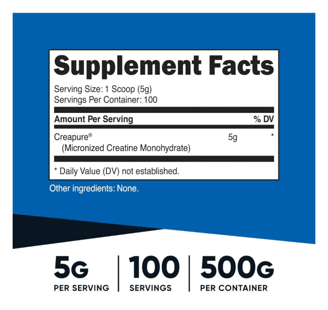 Nutricost Creatine Monohydrate Creapure® – 500 g (100 porciones)