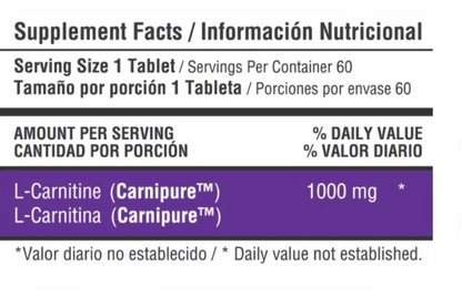 L CARNITINA  1000MG 60 CAPSU HEALTHY - HEALTHY AMERICA