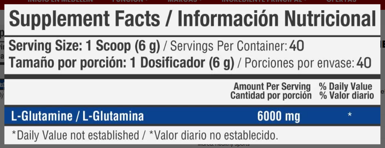 L-Glutamine 6000 mg – Healthy Sports