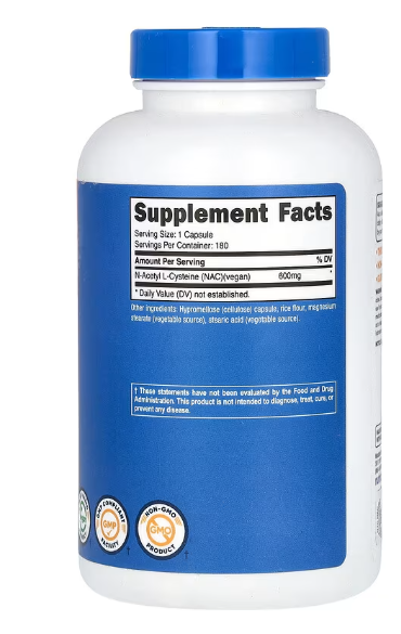 NAC PASTILLAS NUTRICOST 600MG X 180 CAPS - NUTRICOST