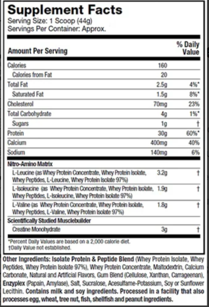 NITRO TECH – Proteína Avanzada con Creatina y BCAA’s