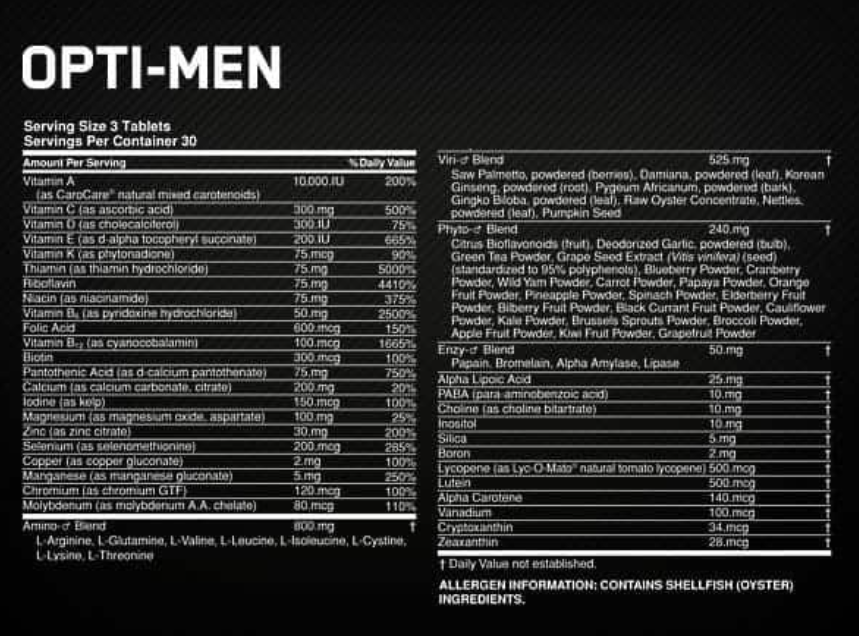 Opti-Men – Multivitamínico Avanzado para Hombres | Optimum Nutrition