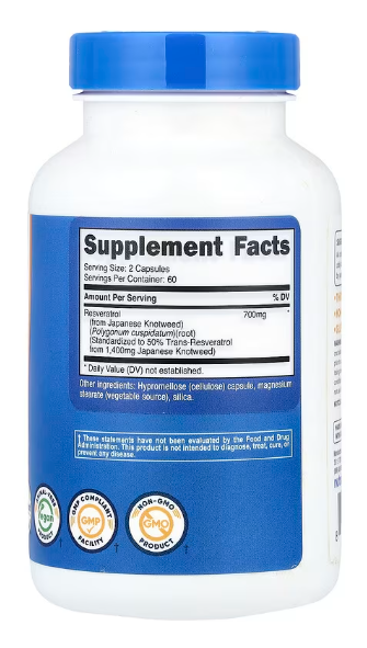 Resveratrol Nutricost 700mg | Antioxidante y rejuvenecedor celular
