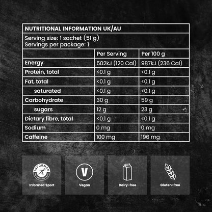PRECISION FUEL 100 MG CAFFEINE 30 G CARB