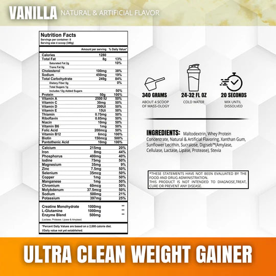 MASS-OLOGY – Ultra Clean Weight Gainer 💥 Subida limpia y sin grasa