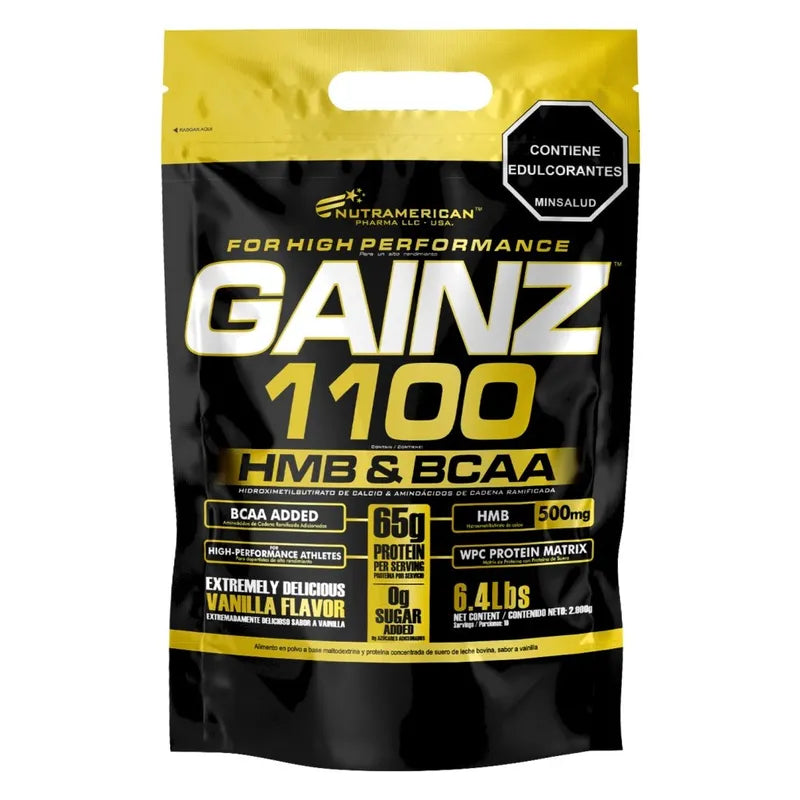 GAINZ 1100 HMB & BCAA – High Performance Mass Gainer 6.4 lb (Vainilla)